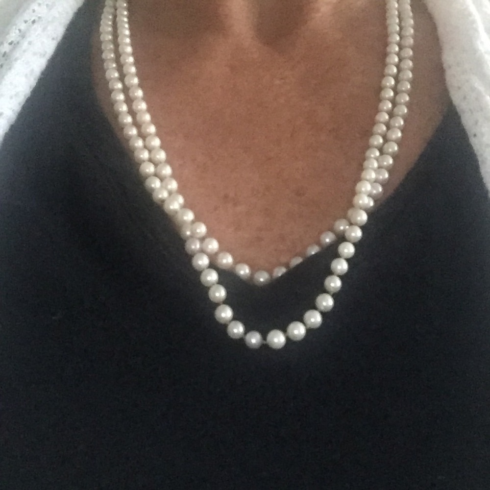 Double Strand Petal Necklace With Blue Sapphires View 5